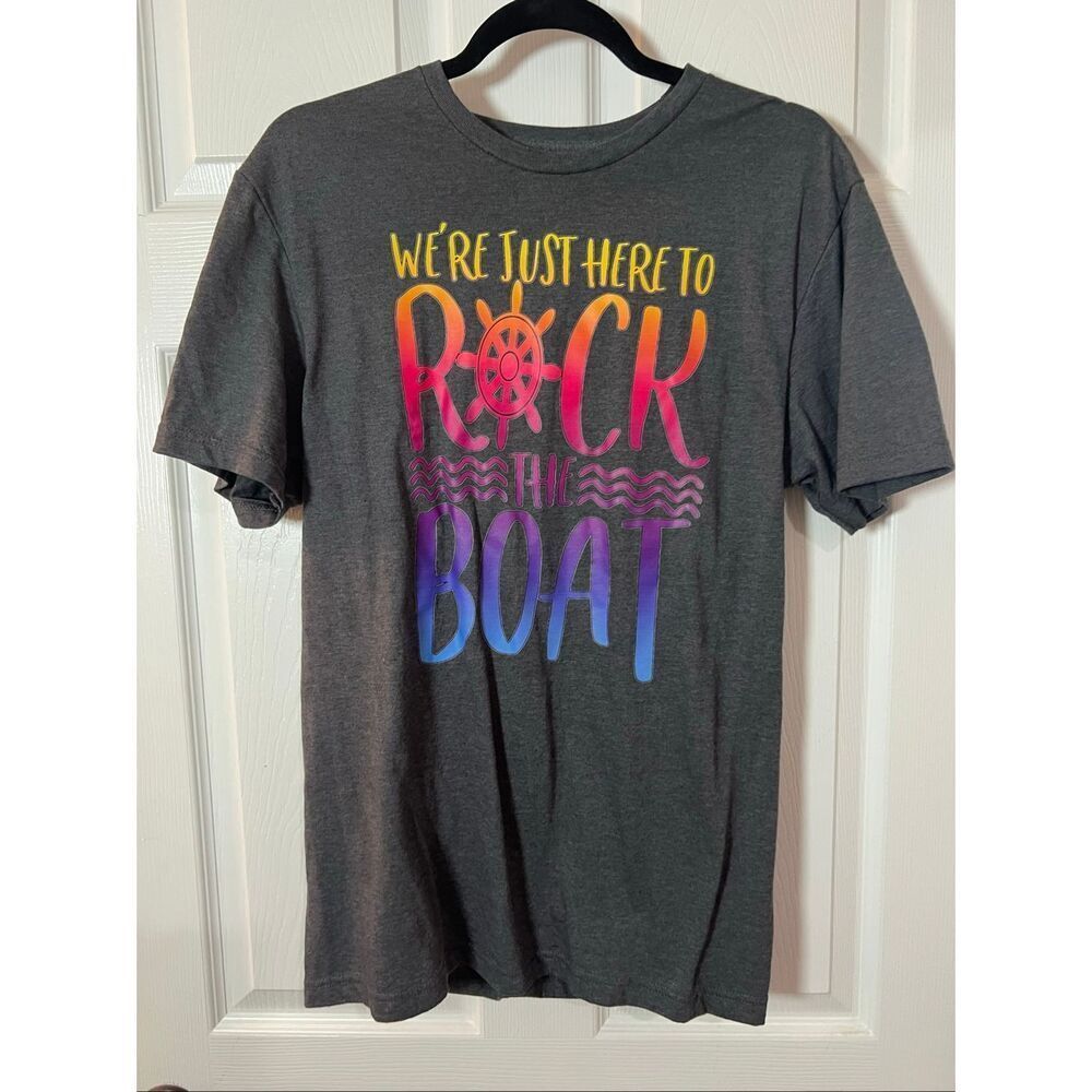 We’re Just Here to Rock the Boat Graphic Tee | Gildan Softstyle | Size M